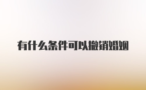 有什么条件可以撤销婚姻