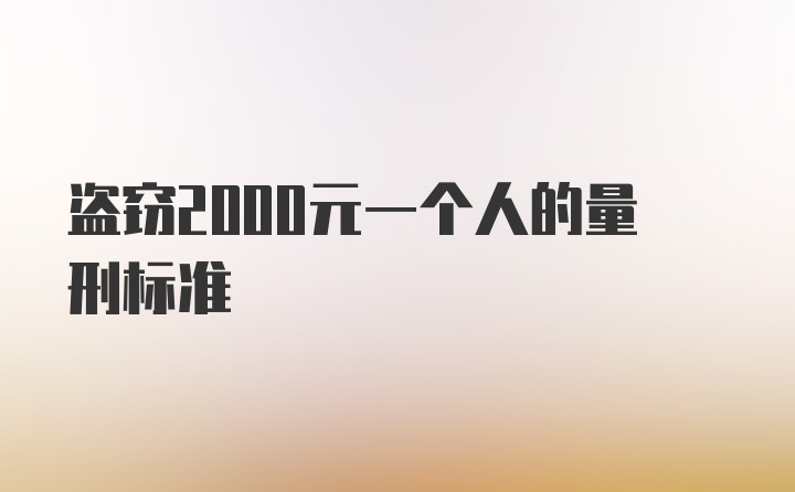 盗窃2000元一个人的量刑标准