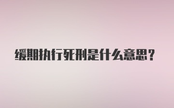 缓期执行死刑是什么意思？