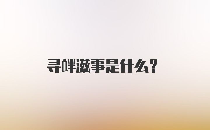 寻衅滋事是什么？