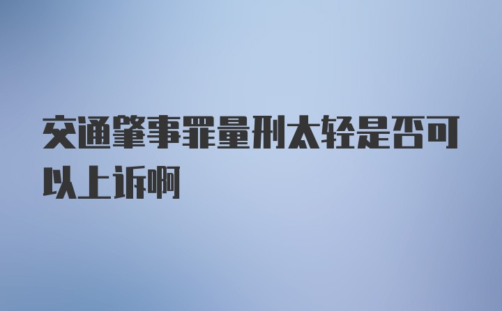 交通肇事罪量刑太轻是否可以上诉啊