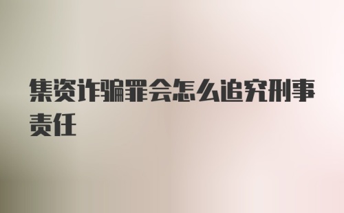 集资诈骗罪会怎么追究刑事责任