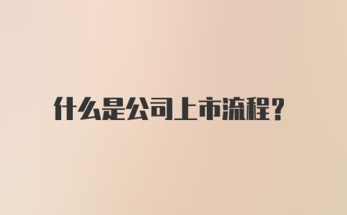 什么是公司上市流程?