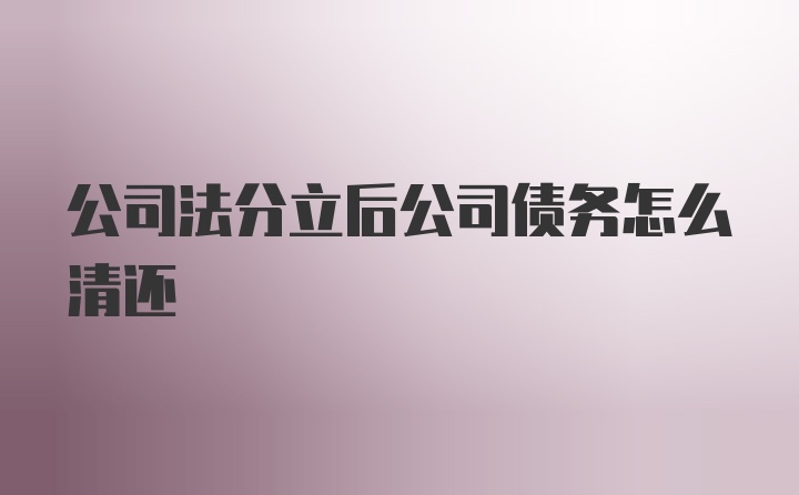 公司法分立后公司债务怎么清还