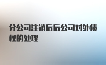 分公司注销后后公司对外债权的处理