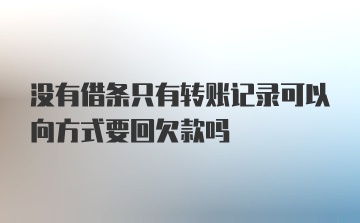 没有借条只有转账记录可以向方式要回欠款吗