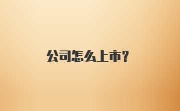 公司怎么上市？