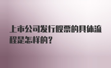 上市公司发行股票的具体流程是怎样的？