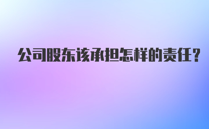 公司股东该承担怎样的责任？