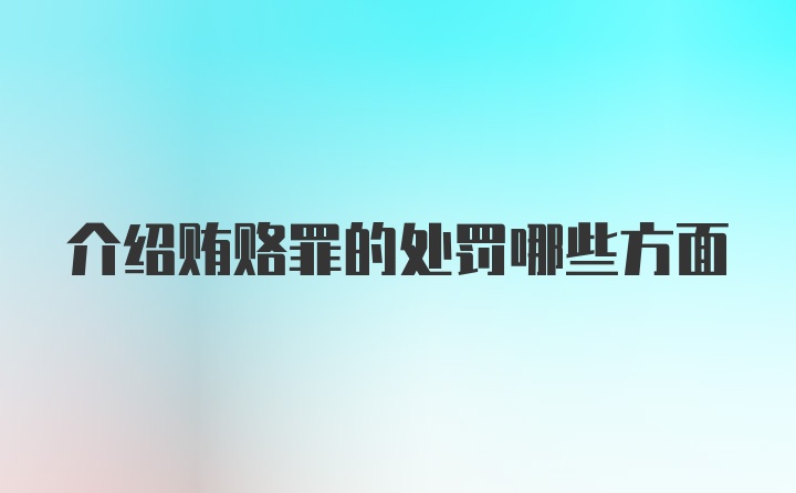 介绍贿赂罪的处罚哪些方面