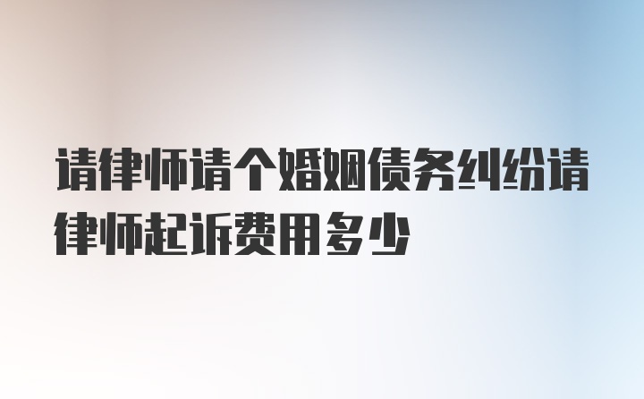 请律师请个婚姻债务纠纷请律师起诉费用多少