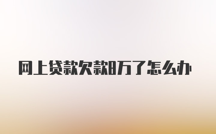 网上贷款欠款8万了怎么办