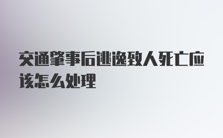 交通肇事后逃逸致人死亡应该怎么处理