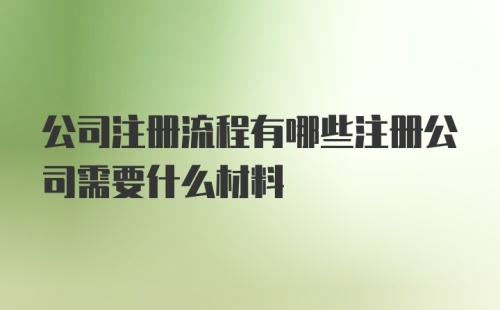 公司注册流程有哪些注册公司需要什么材料