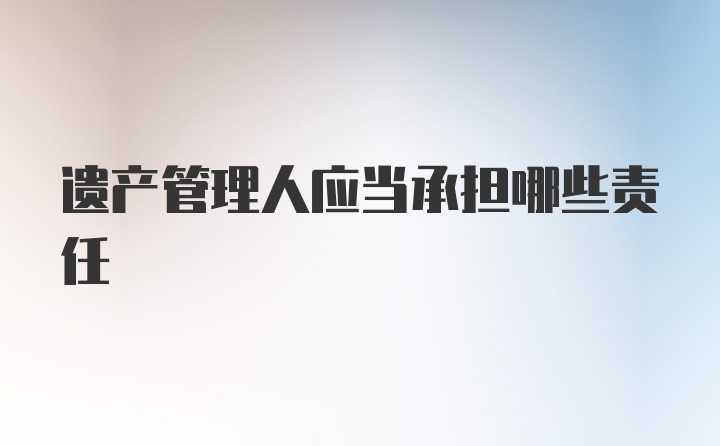 遗产管理人应当承担哪些责任