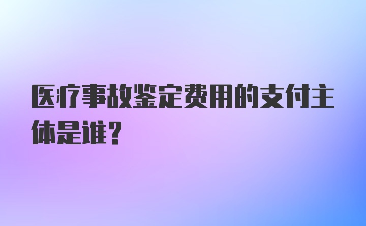 医疗事故鉴定费用的支付主体是谁？