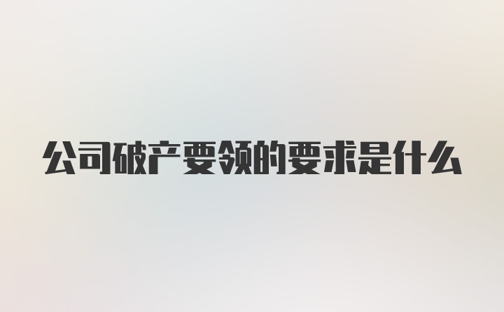 公司破产要领的要求是什么