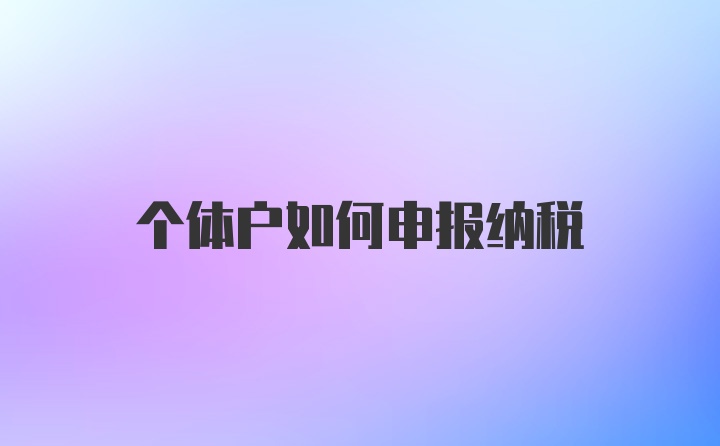 个体户如何申报纳税