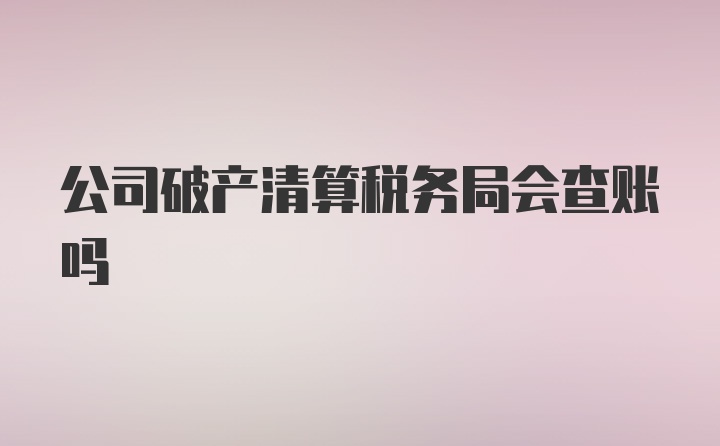 公司破产清算税务局会查账吗