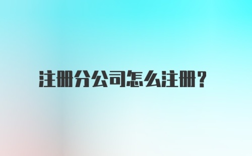 注册分公司怎么注册？