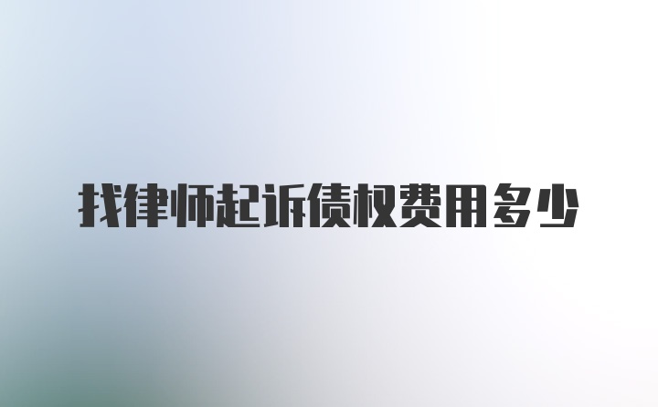 找律师起诉债权费用多少