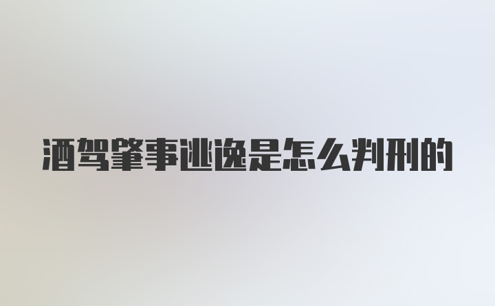 酒驾肇事逃逸是怎么判刑的