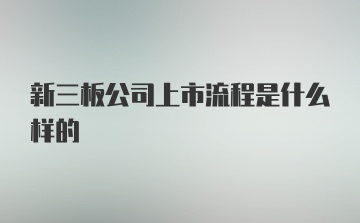 新三板公司上市流程是什么样的