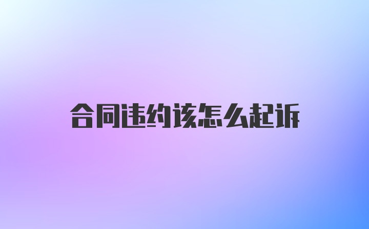 合同违约该怎么起诉