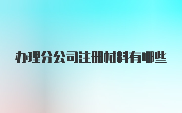 办理分公司注册材料有哪些