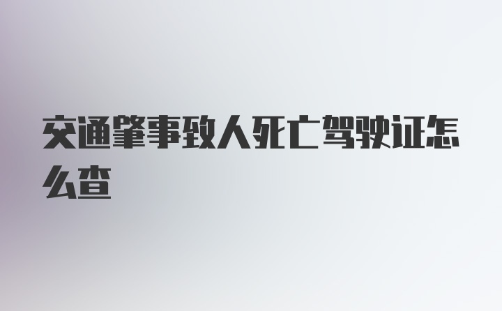 交通肇事致人死亡驾驶证怎么查