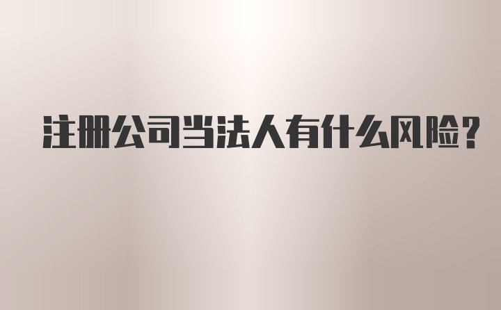 注册公司当法人有什么风险？