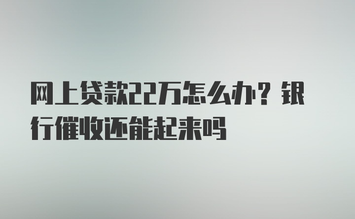 网上贷款22万怎么办？银行催收还能起来吗