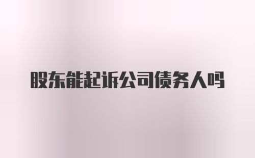 股东能起诉公司债务人吗