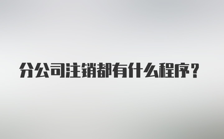 分公司注销都有什么程序？