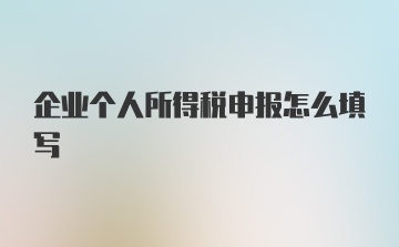 企业个人所得税申报怎么填写