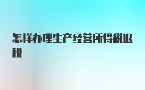 怎样办理生产经营所得税退税