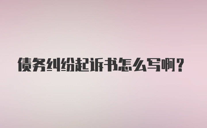 债务纠纷起诉书怎么写啊？