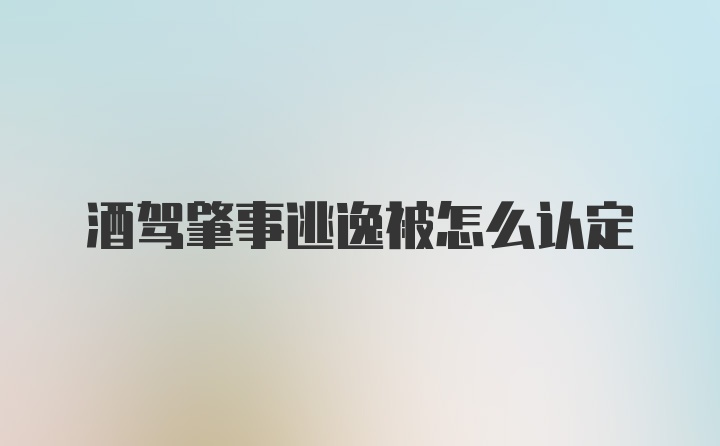 酒驾肇事逃逸被怎么认定