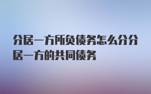 分居一方所负债务怎么分分居一方的共同债务