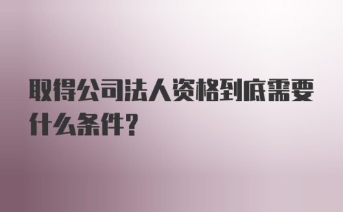 取得公司法人资格到底需要什么条件?