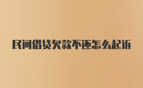 民间借贷欠款不还怎么起诉