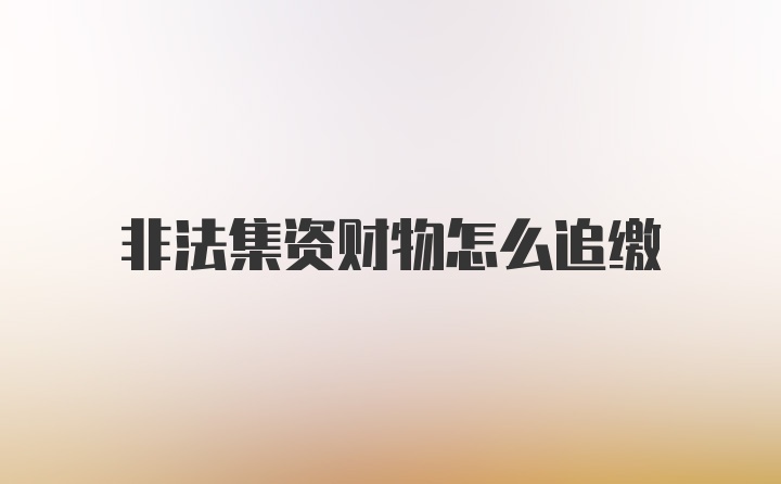 非法集资财物怎么追缴