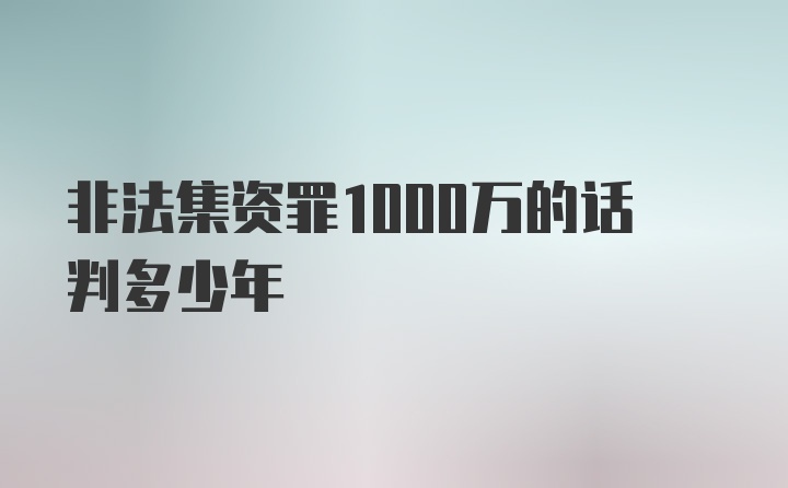 非法集资罪1000万的话判多少年