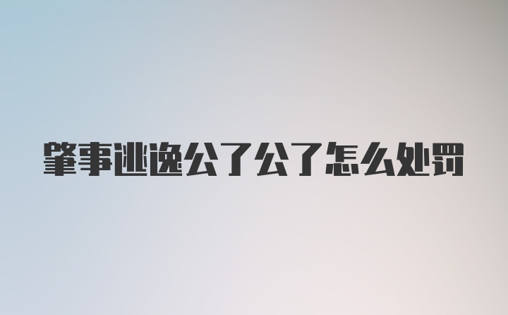 肇事逃逸公了公了怎么处罚