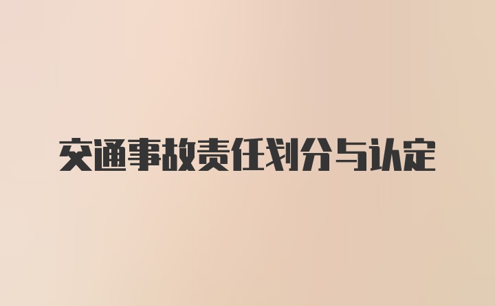 交通事故责任划分与认定