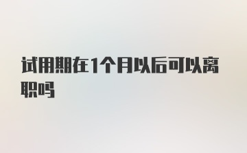 试用期在1个月以后可以离职吗