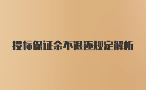 投标保证金不退还规定解析