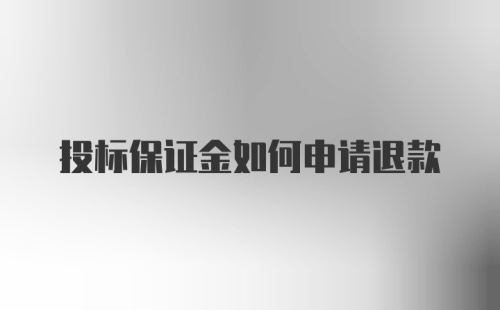 投标保证金如何申请退款