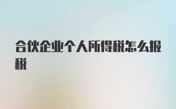 合伙企业个人所得税怎么报税