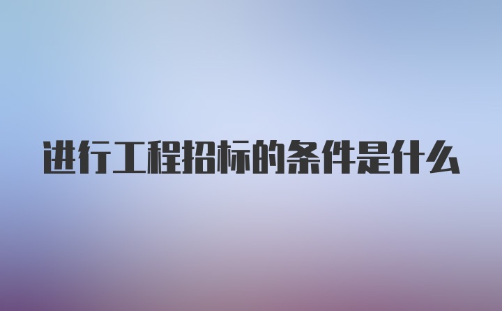 进行工程招标的条件是什么